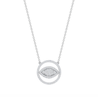 Cable Chain Diamond Eye Necklace in 14K White Gold