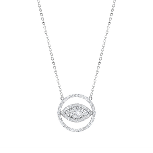 Cable Chain Diamond Eye Necklace in 14K White Gold