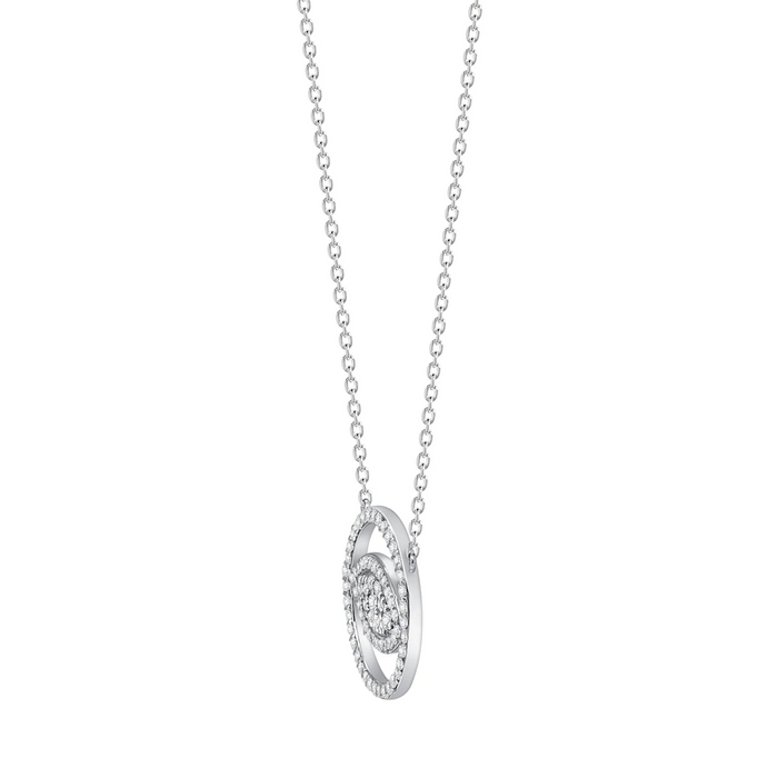 Cable Chain Diamond Eye Necklace in 14K White Gold