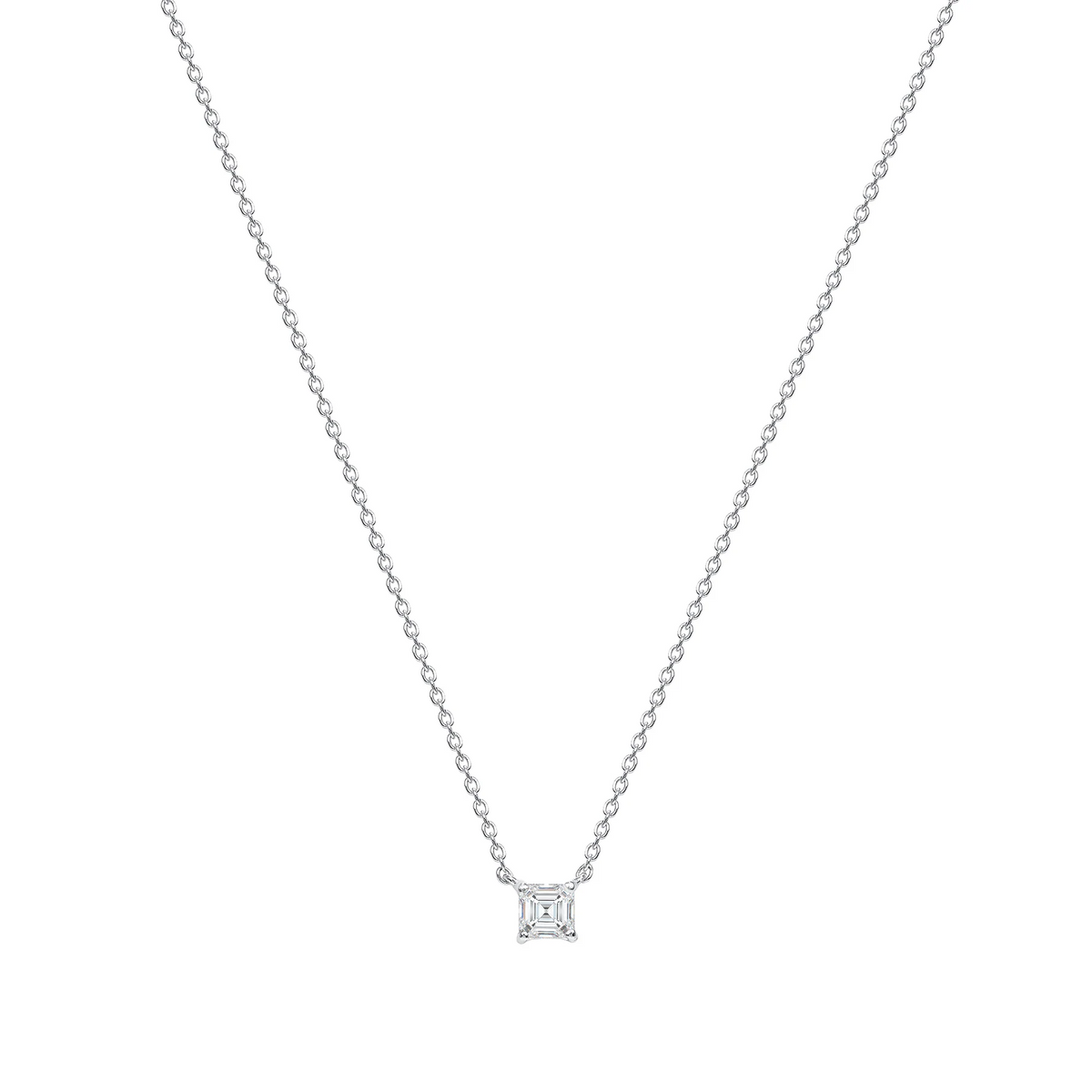 Cable Chain Diamond Asscher Cut Necklace in 14K Gold