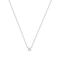 Cable Chain Diamond Asscher Cut Necklace in 14K Gold