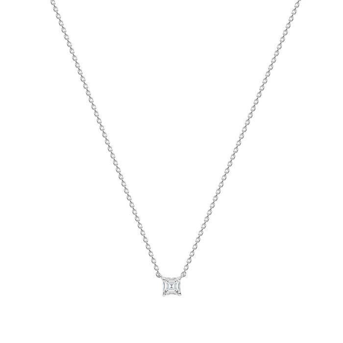 Cable Chain Diamond Asscher Cut Necklace in 14K Gold