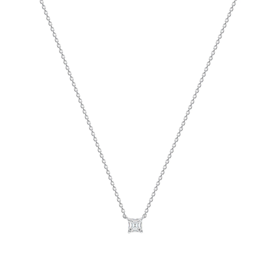 Cable Chain Diamond Asscher Cut Necklace in 14K Gold