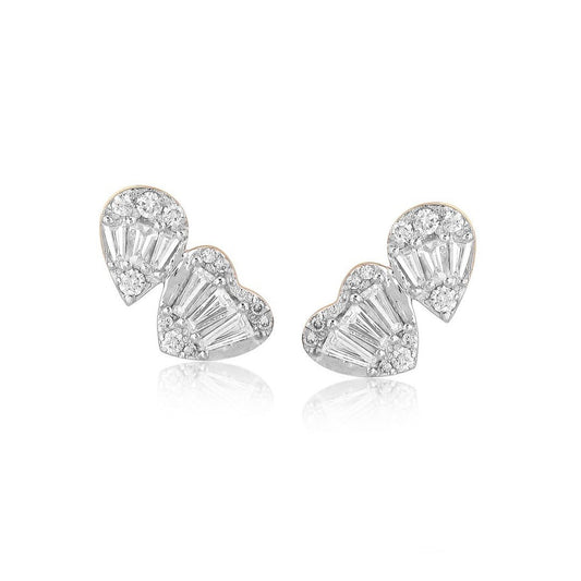 Exquisite Baguette Diamond Stud Earrings in 14K White Gold