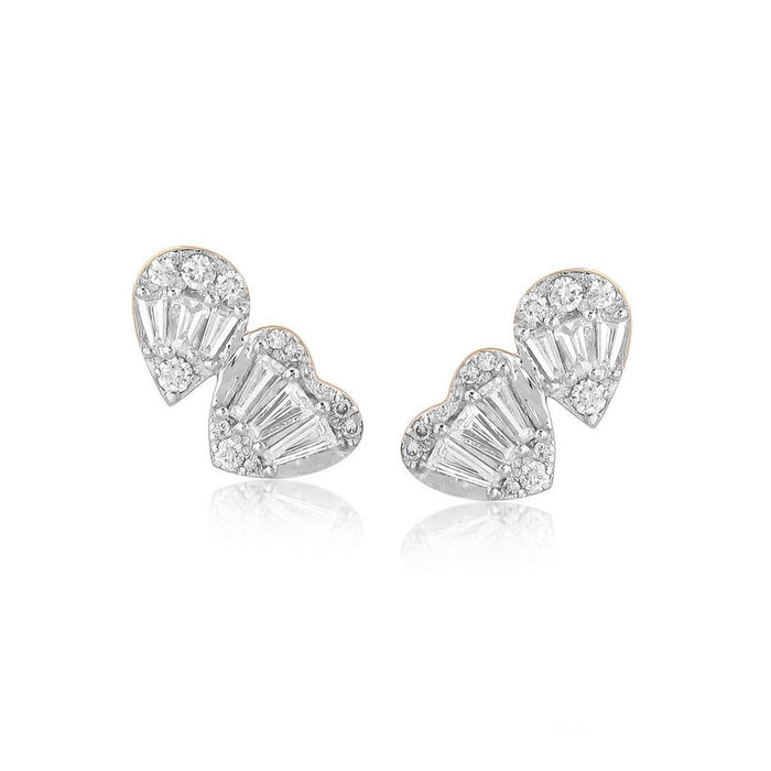 Exquisite Baguette Diamond Stud Earrings in 14K White Gold