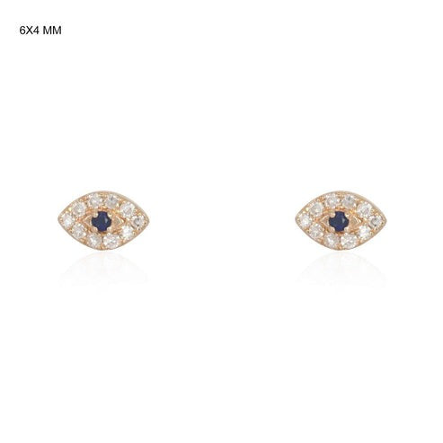 Unique Sapphire Diamond Stud Earrings in 14K Yellow Gold