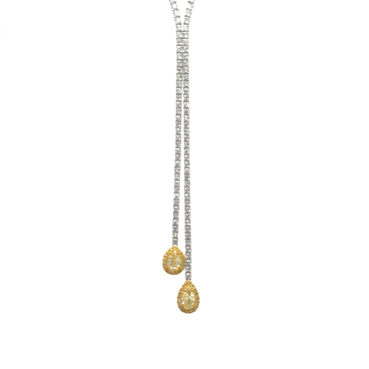 Golden Dewdrop Diamond Lariat Necklace in 18K Yellow Gold