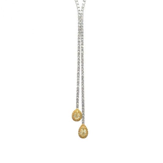 Golden Dewdrop Diamond Lariat Necklace in 18K Yellow Gold