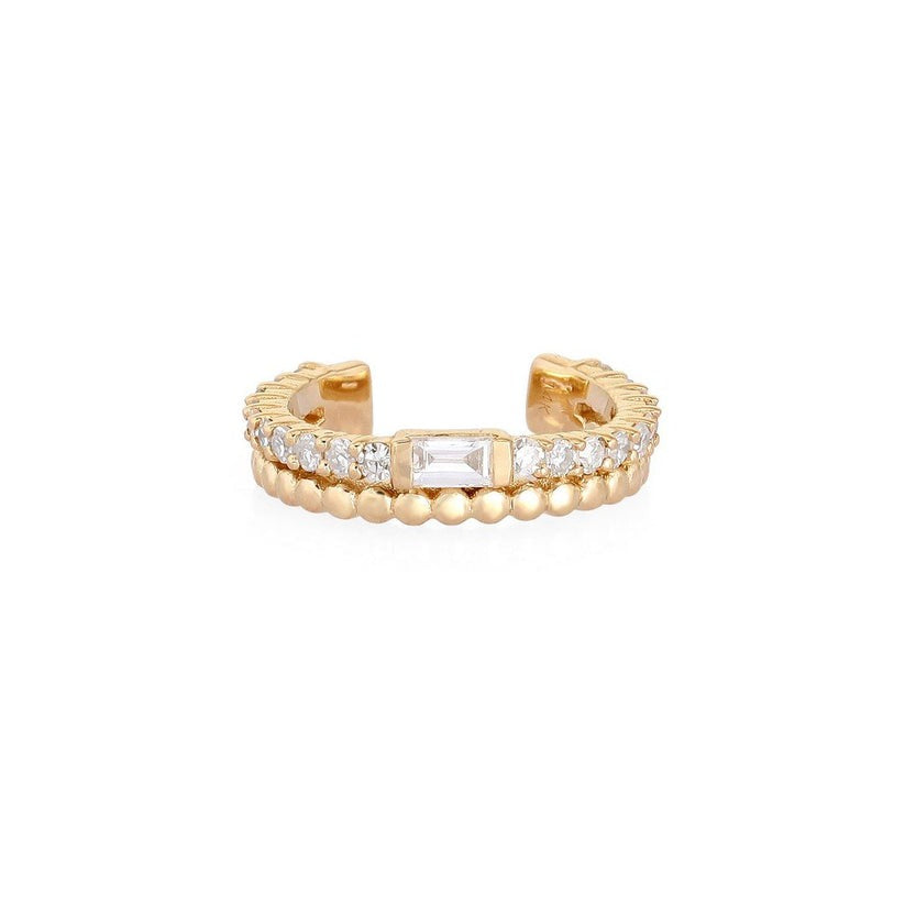 Baguette Diamond Cuff Band Earrings in 14K Yellow Gold