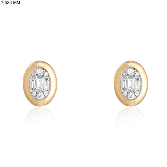 Traditional Baguette Diamond Stud Earrings in 14K Yellow Gold