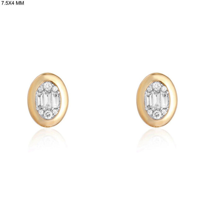 Traditional Baguette Diamond Stud Earrings in 14K Yellow Gold