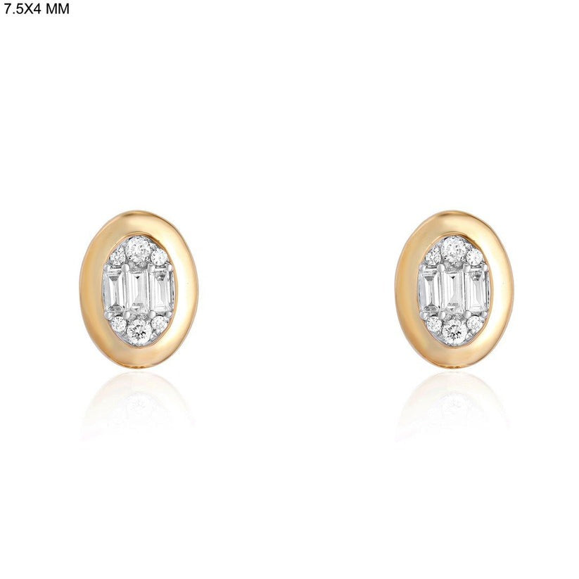 Traditional Baguette Diamond Stud Earrings in 14K Yellow Gold