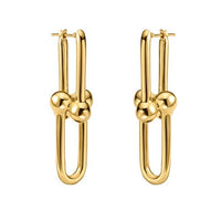 Sculptural Link Hoop Earrings in 14K Yellow Gold