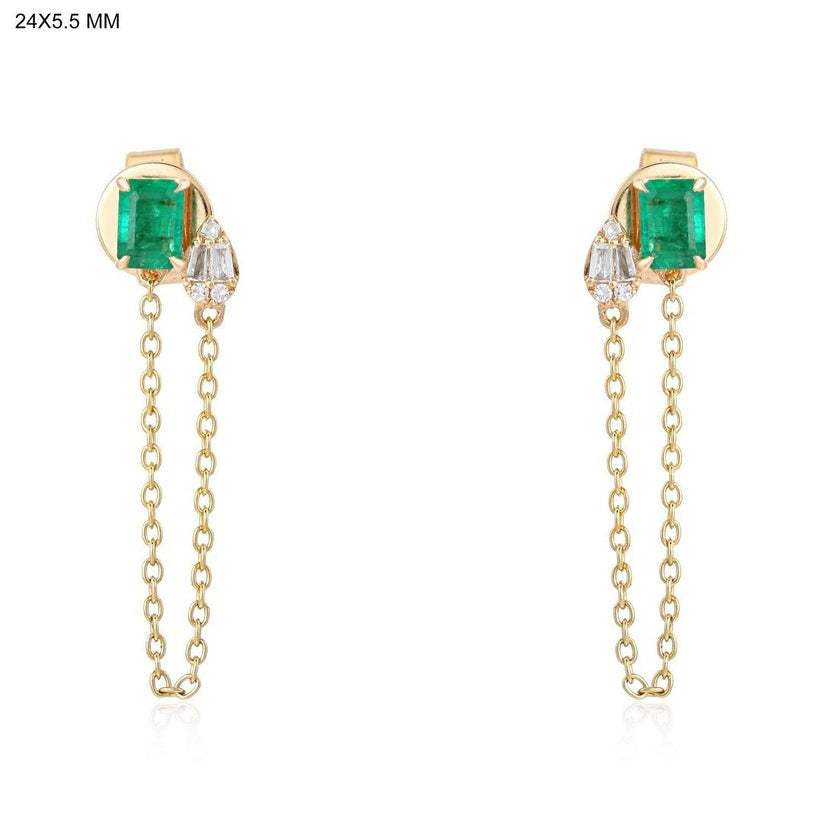 Grace Sapphire Diamond Drop Earrings in 14K Yellow Gold