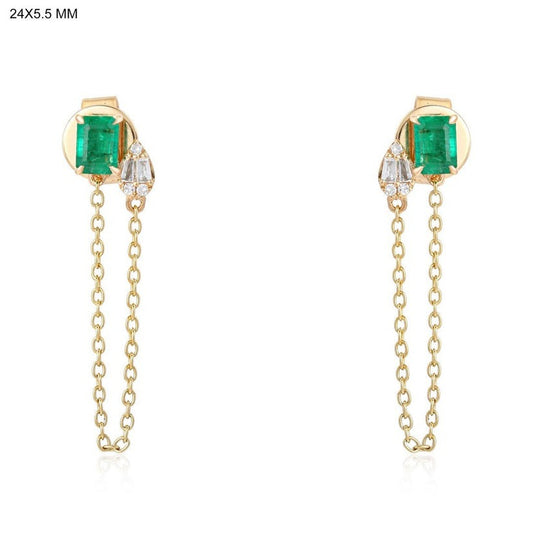 Grace Sapphire Diamond Drop Earrings in 14K Yellow Gold