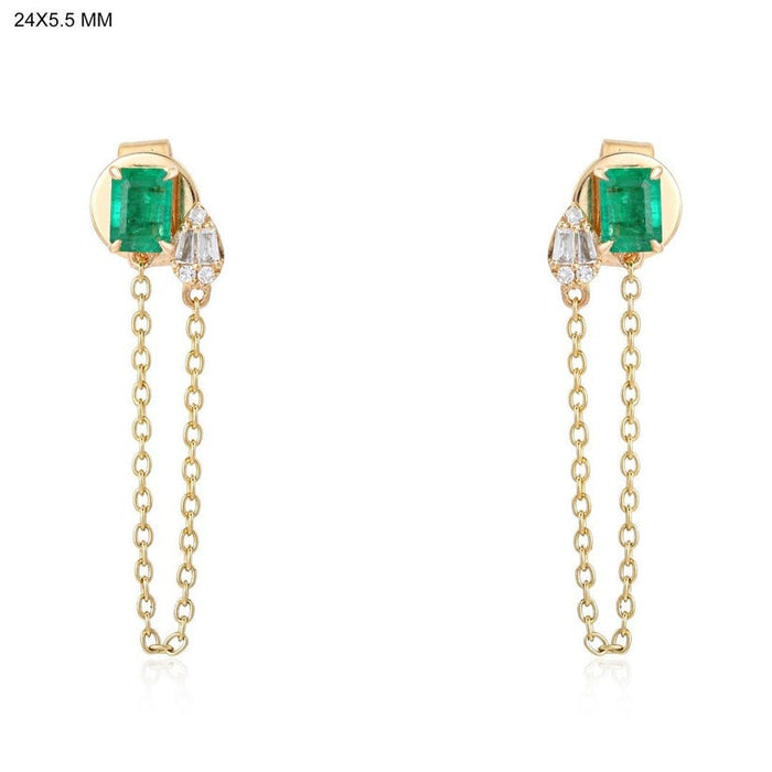 Grace Sapphire Diamond Drop Earrings in 14K Yellow Gold