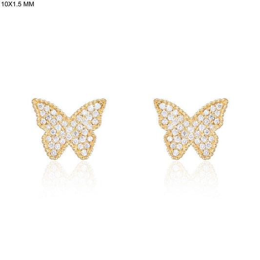 Modernity Diamond Butterfly Stud Earrings in 14K Yellow Gold