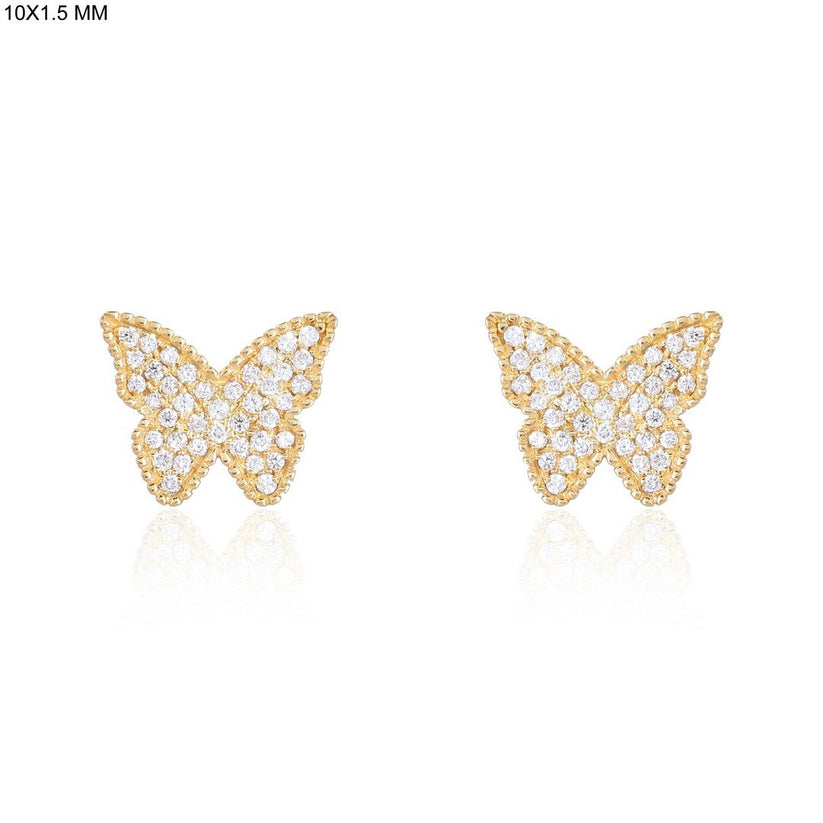 Modernity Diamond Butterfly Stud Earrings in 14K Yellow Gold