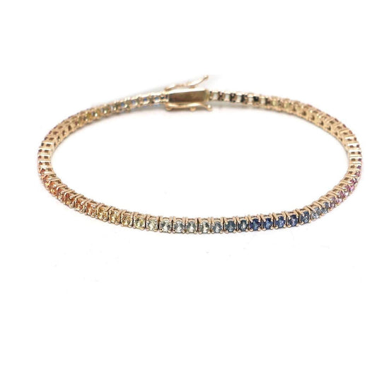 Multicolor Sapphire 14K Gold Tennis Bracelet