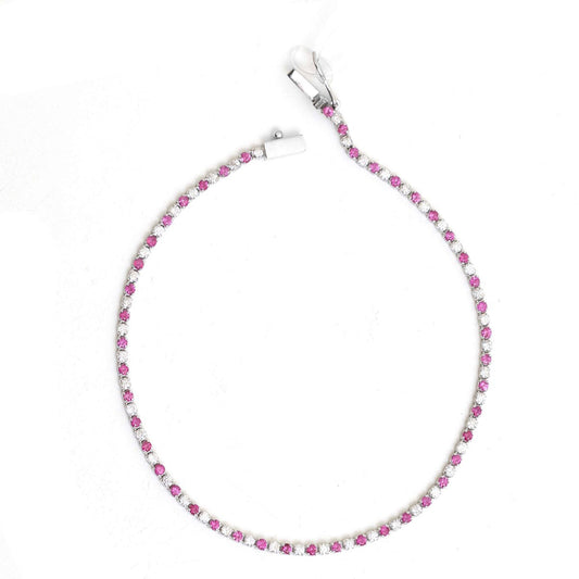 Pink Sapphire & Diamond 14K Gold Tennis Bracelet