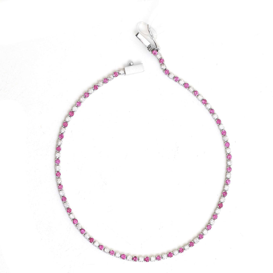 Pink Sapphire & Diamond 14K Gold Tennis Bracelet