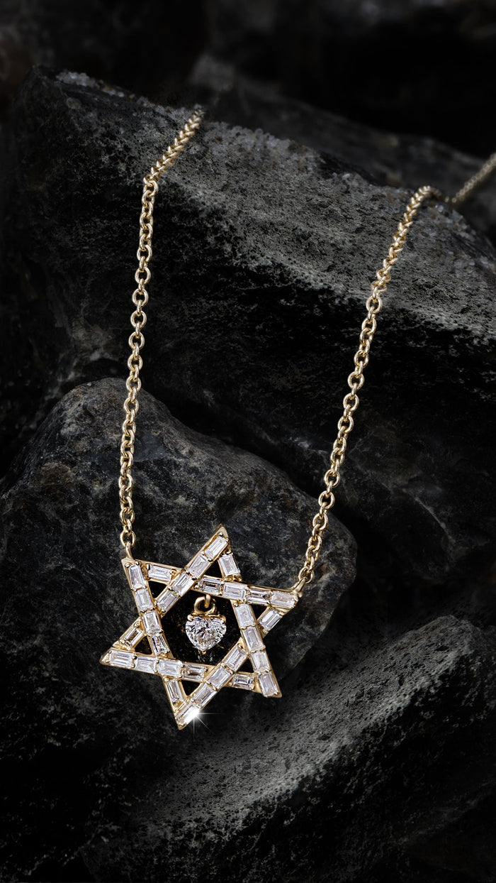 Heart Centered Star of David Necklace in 14K Gold