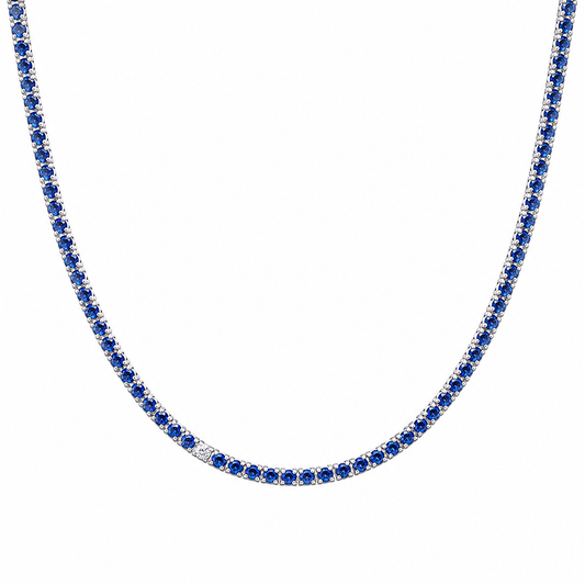 Round Lushness Gemstone Necklace in 14K White Gold