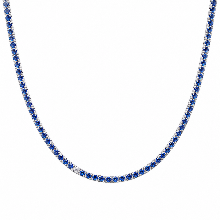 Round Lushness Gemstone Necklace in 14K White Gold