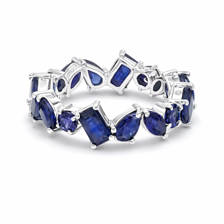 Sapphire Eternity 14K White Gold Band Ring
