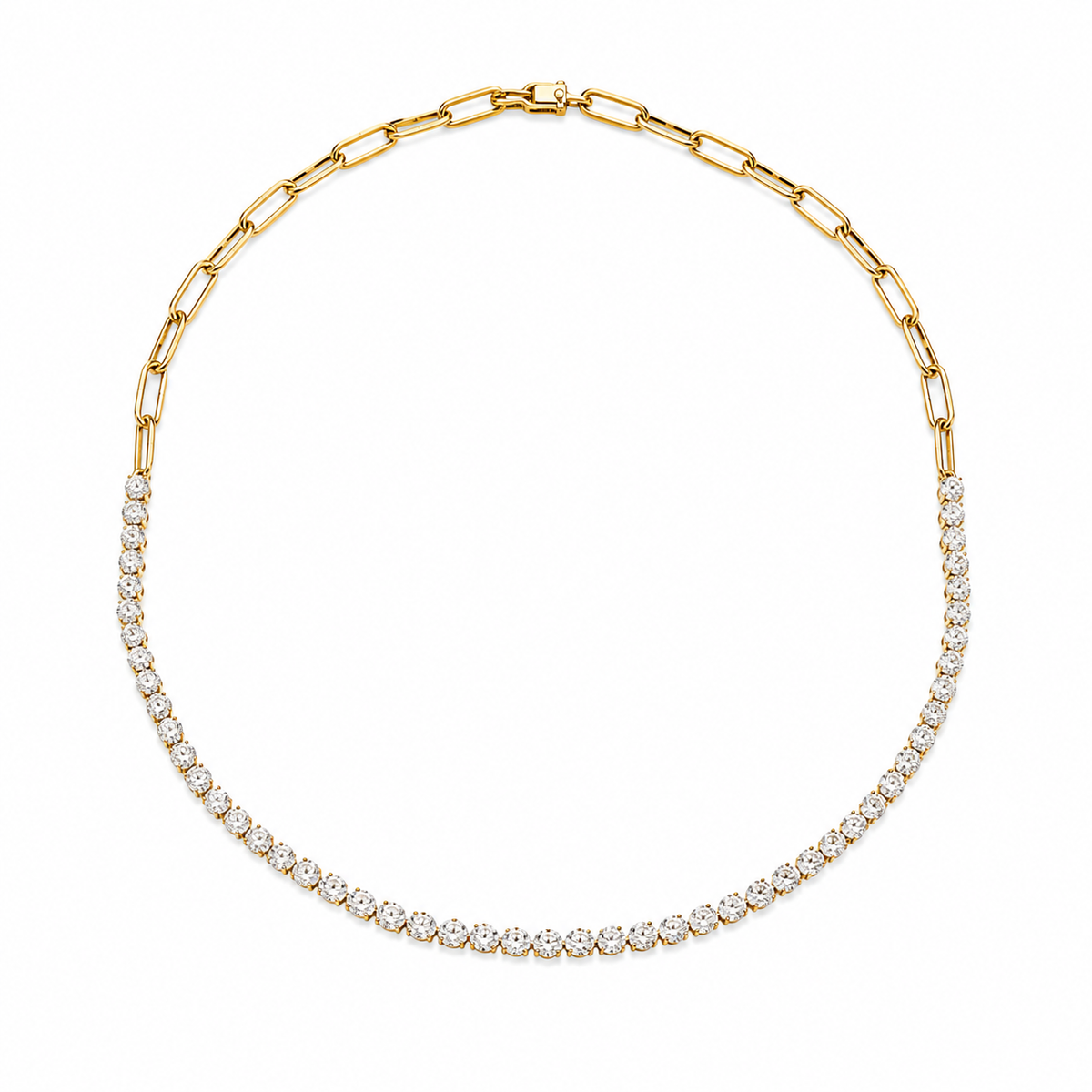 Minimalist Round Diamond Tennis Necklace in 14K Yellow Gold