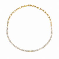 Minimalist Round Diamond Tennis Necklace in 14K Yellow Gold