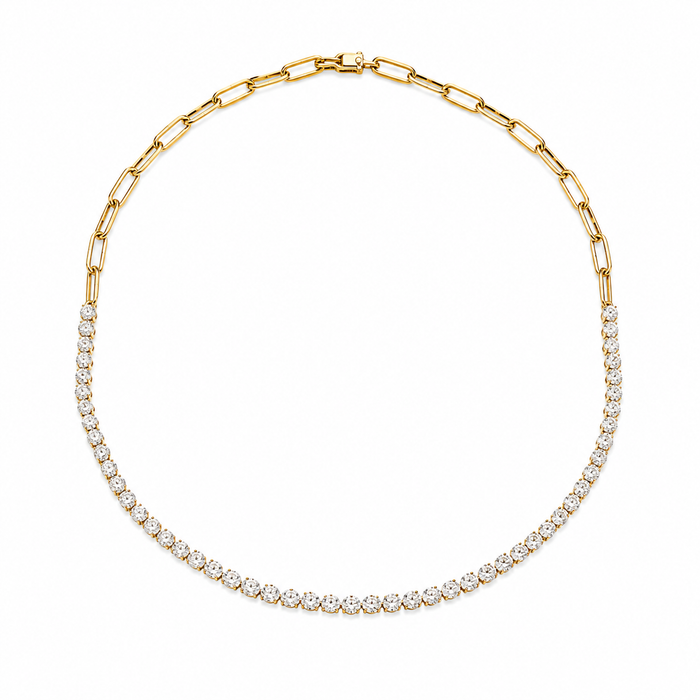 Minimalist Round Diamond Tennis Necklace in 14K Yellow Gold