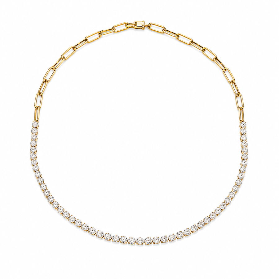 Minimalist Round Diamond Tennis Necklace in 14K Yellow Gold