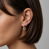 Diamond Interlocking Hoop Drop Earrings in 14K Yellow Gold