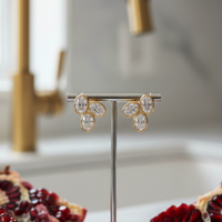Triple Oval Cluster Stud Earrings in 18K Yellow Gold