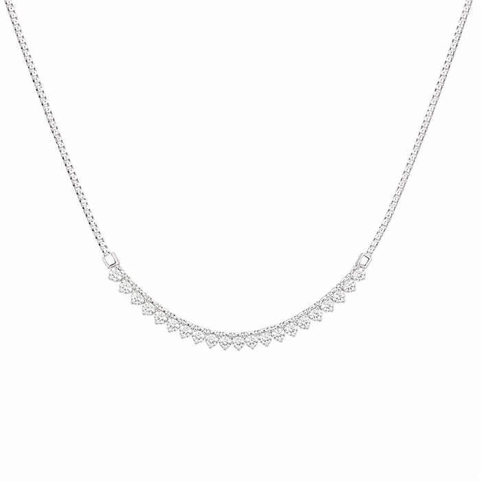 Tapered Diamond Fringe Necklace in 14K White Gold