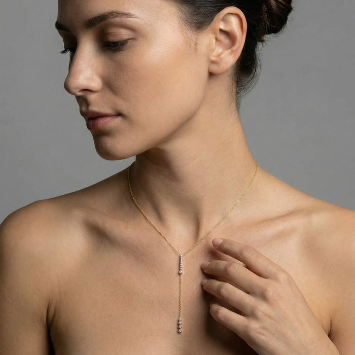Luminous Diamond Lariat Necklace in 14K Yellow Gold