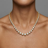 Graduated Illusion Setting Tennis Necklace in 14K Yellow Gold