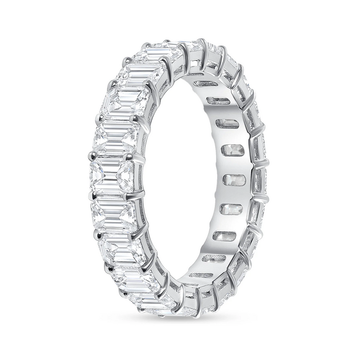 Emerald Cut Diamond Eternity Wedding Band Ring in 14K Gold