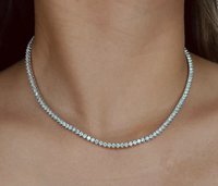 Three Prong Diamond Tennis Necklace in 14K Gold
