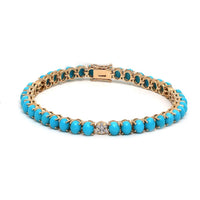 Azure Bloom Turquoise & Diamond 14K Yellow Gold Bracelet