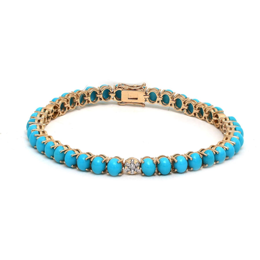 Azure Bloom Turquoise & Diamond 14K Yellow Gold Bracelet