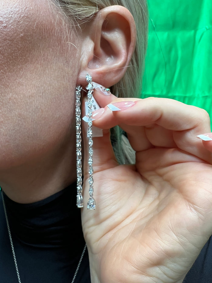 Pear Shape Diamond Drop Earrings in 14K White Gold