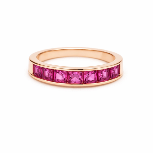 Pink Sapphire 14K Rose Gold Eternity Band Ring