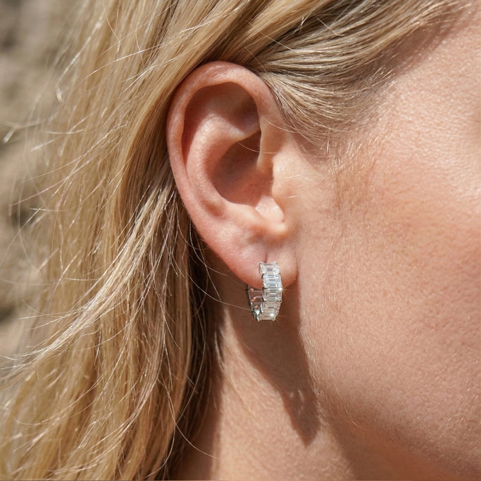 Day to Night Hoop Lab Diamond Earrings in 14K White Gold