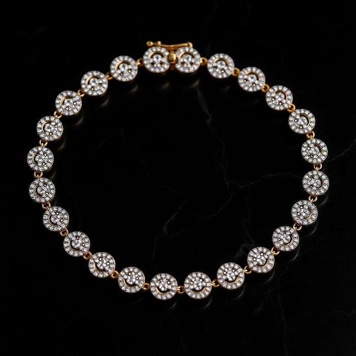 Round Cluster Diamond Bracelet in 14K Yellow Gold