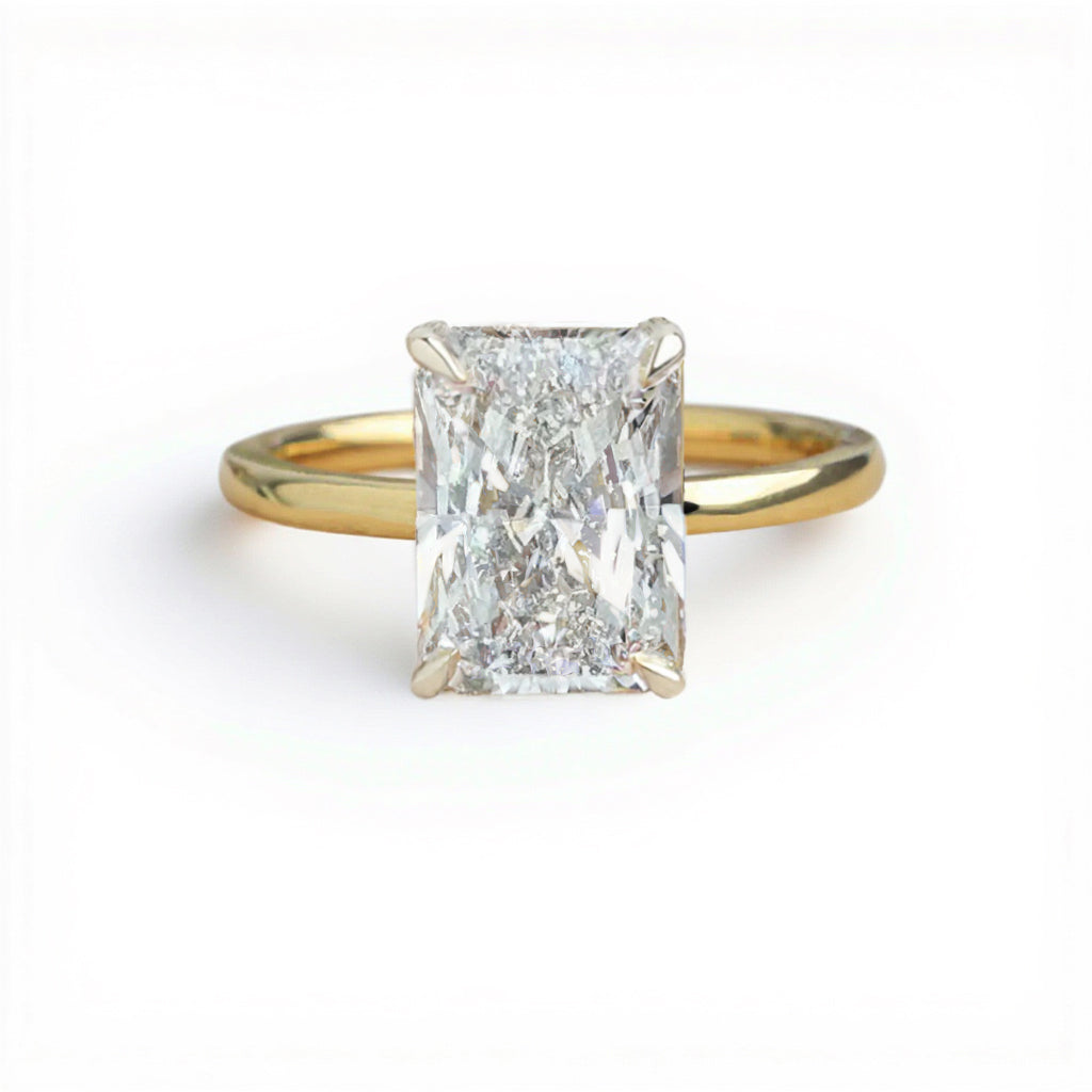 Carat Radiant Cut Lab Engagement Ring in 18K Yellow Gold