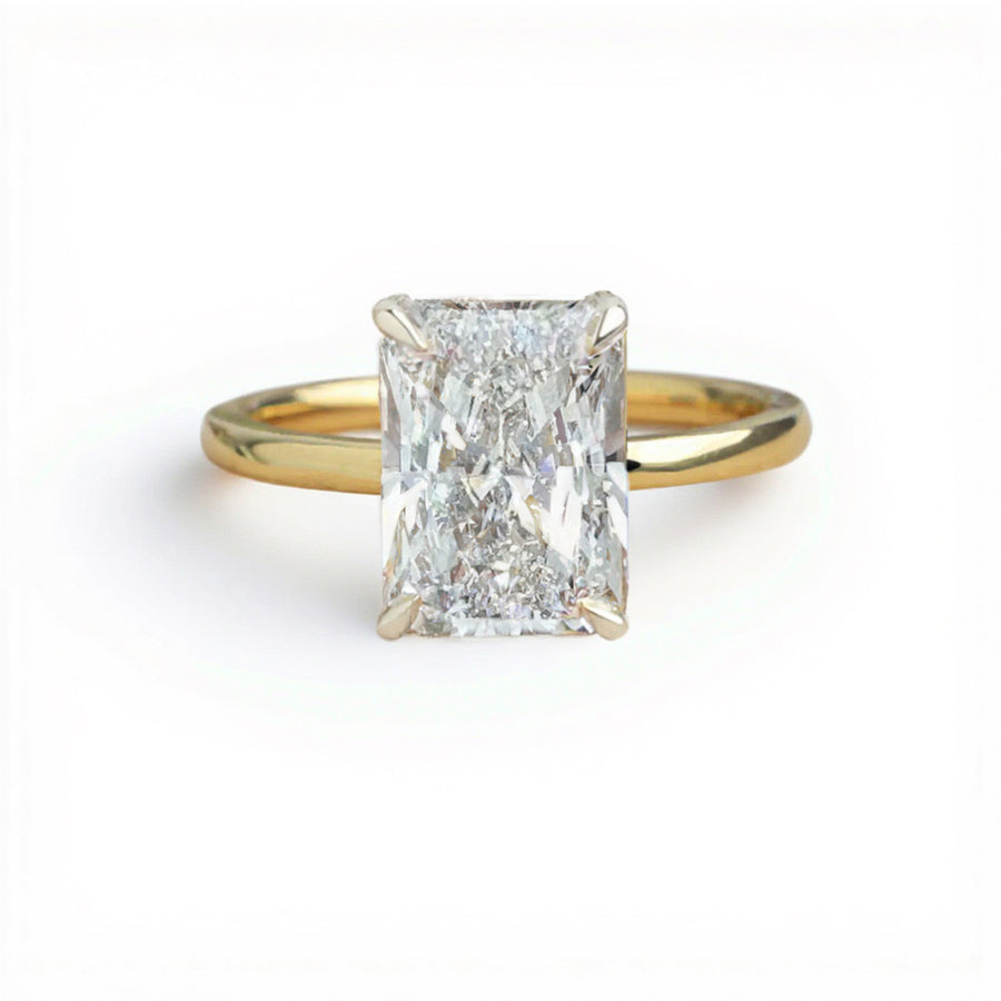 Carat Radiant Cut Lab Engagement Ring in 18K Yellow Gold