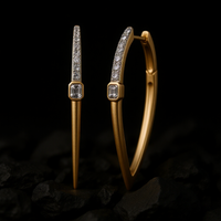 Emerald-Cut Diamond Spike Hoop Earrings in 14K Yellow Gold