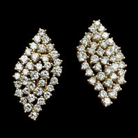 Radiant Cluster Diamond Leaf Earrings in 14K Yellow Gold